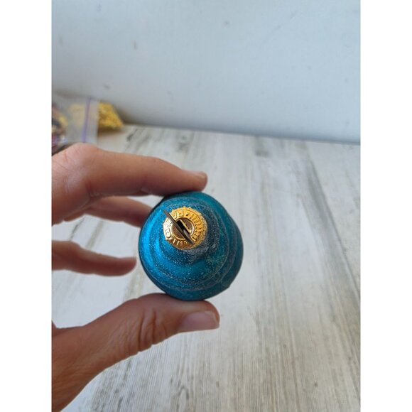 Vintage radko blue sea swirl seashell shell ornament glass glitter tropical Hawa - Picture 7 of 8